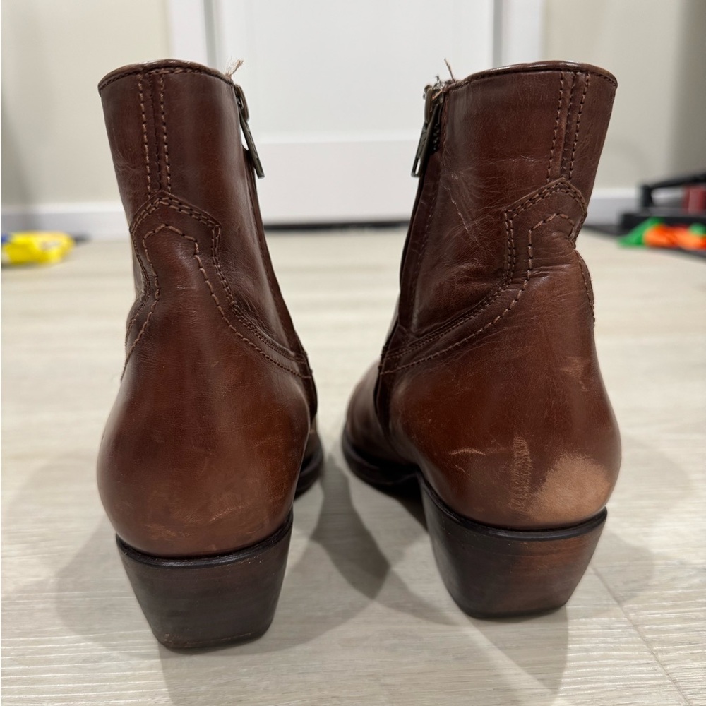 Frye Brown Leather Ankle Boots Booties - Picture 3 of 7